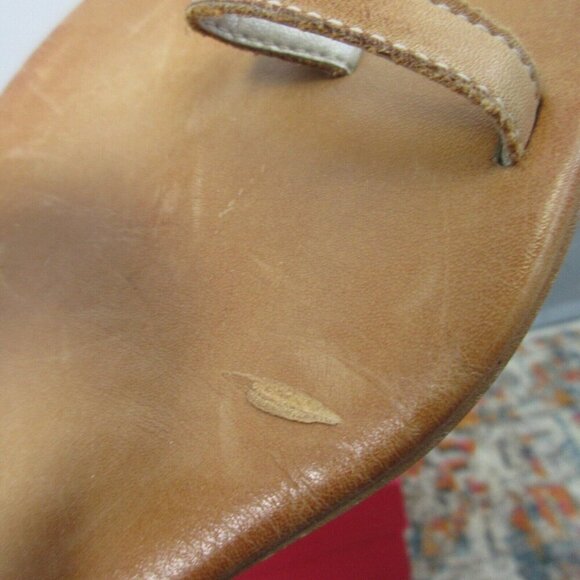 Lavorazione Artigiana Women Toe Ring Sandals 37 Brown Silver Slides Flats 364 - Picture 7 of 12